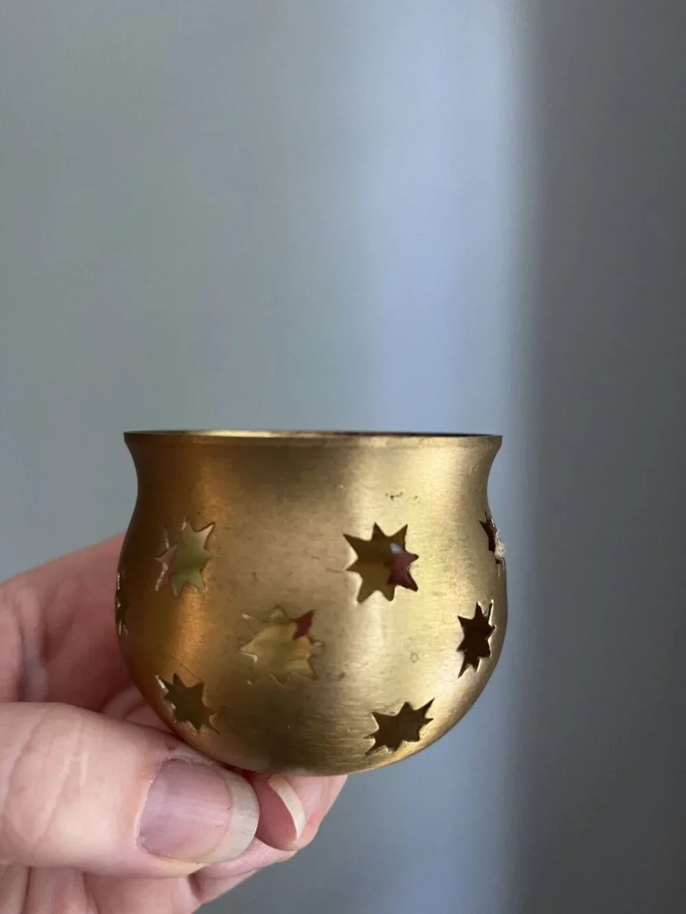 Vintage Brass Star Cutout Tealight Holder | Lillian Vernon Celestial Lantern, In